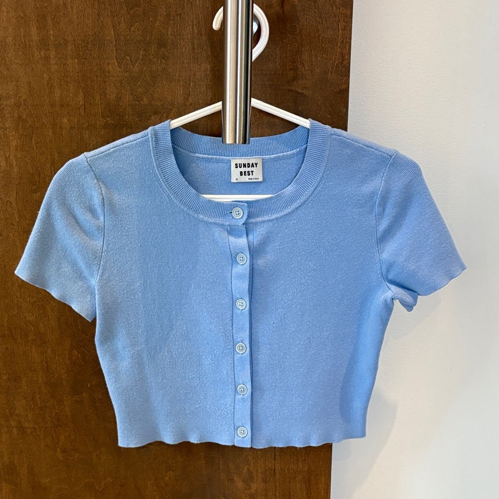 Sunday Best Sky Blue Cropped Cardigan